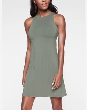 Athleta Reversible Santorini Dress Small Laurel Olive Green Sand $128